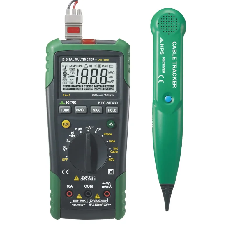 KPS-MT480 Multímetro Digital Profesional con Localizador de Roturas de Cable Perimetral – Localiza Cables Enterrados sin Dañar la Instalación