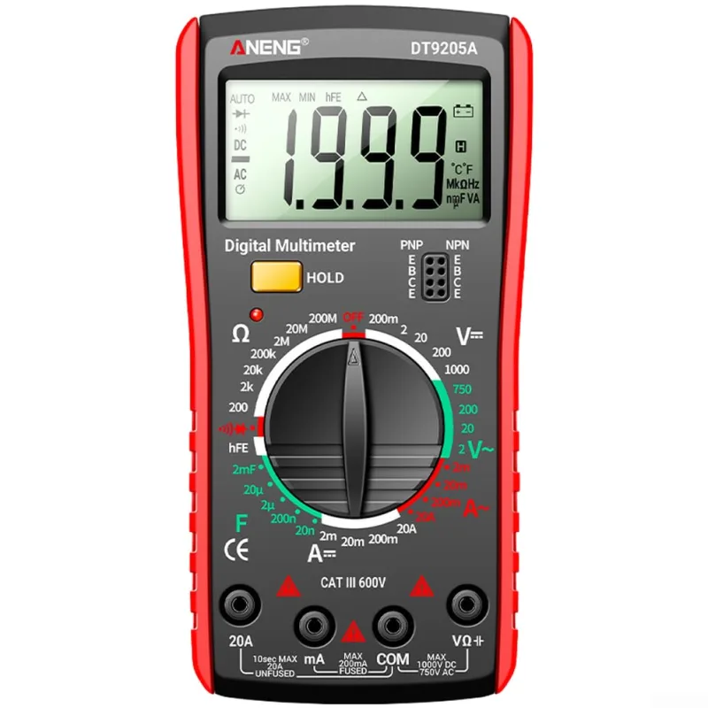 Aneng DT9205A High Accuracy Auto Range Digital Multimeter 1999pcs Display Professional Electrical Tester