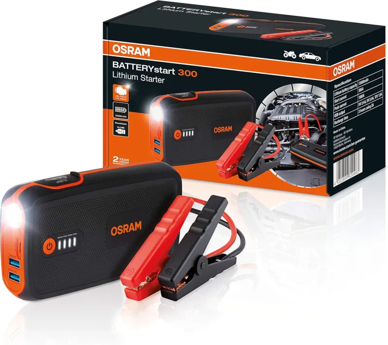 OSRAM OBSL300 Lithium Jump Starter for Petrol Engine, 13,000 mAh