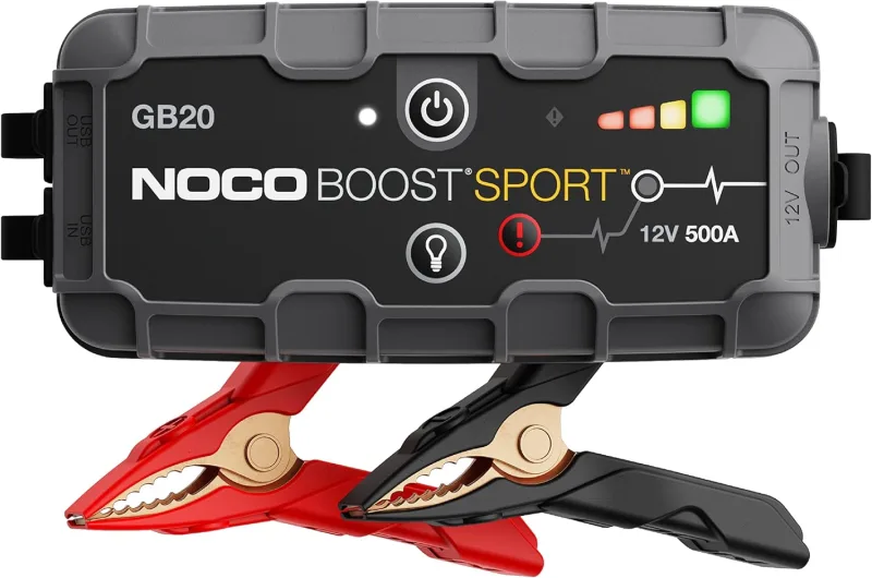 NOCO Boost GB20: UltraSafe 500A Lithium Battery Jump Starter – Anti-Spark and Reverse Polarity Protection – USB Power Bank and LED Flashlight – for Petrol Engines up to 4.0L
