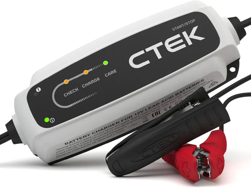 CTEK CT5 Start/Stop, 12V 5A Battery Charger, Car Battery Charger, Battery Maintainer, Smart Charger Batteries, Battery Desulfator with Floating/Pulse Maintenance