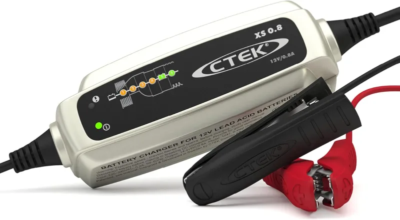 CTEK XS 0.8 Battery Charger 12V 0.8A, Smart Charger Batteries, Battery Charger Motorcycle, Quad, Snowmobile, Jetski, Jet Ski & Lawn Mower, Battery Maintainer And Battery Desulfator