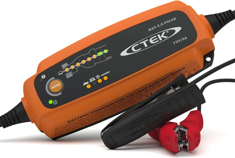 CTEK MXS 5.0 Polar Battery Charger 12V 5A, for Extreme Cold, Smart Charger Batteries, Car and Snowmobile Battery Charger, Maintainer and Battery Desulfator with Dedicated AGM Option