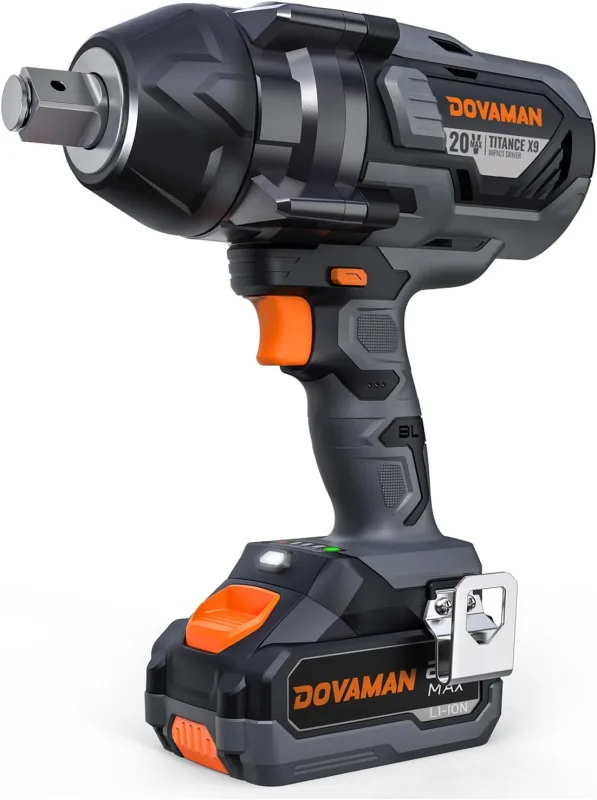 DOVAMAN TITANCE X9 Cordless Impact Wrench, 2200Nm High Torque 3/4'' Impact Wrench, 20V Brushless, 5 Speed, 4.0Ah Battery, Charger, Heavy Duty Electric Screwdriver
