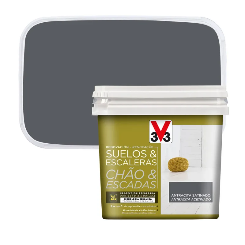 Pintura para suelos y escaleras gris antracita 750 ml