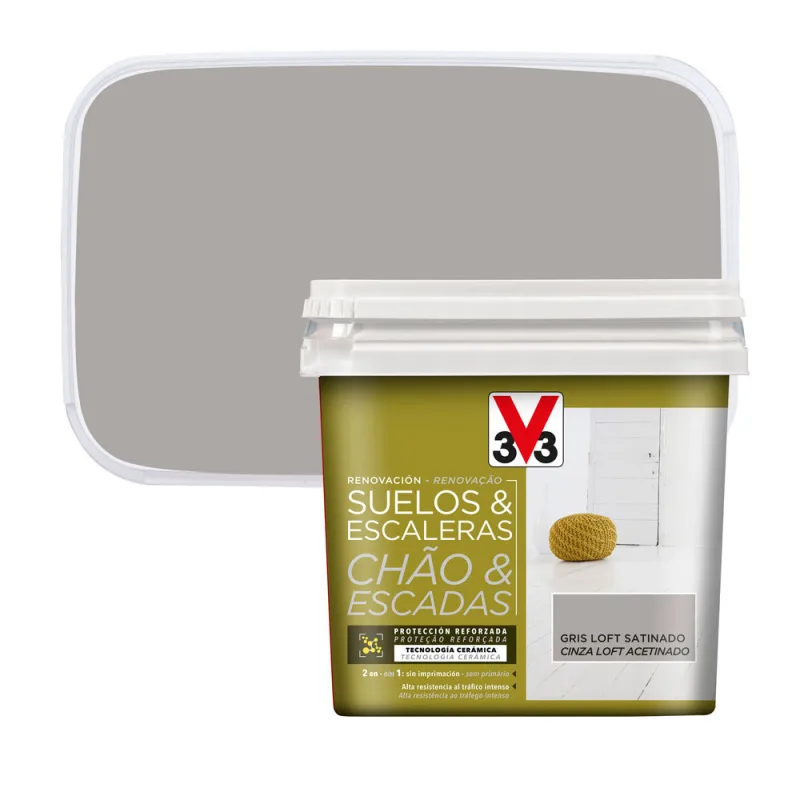 Pintura para suelos y escaleras gris loft 750 ml