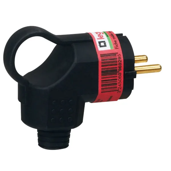 Clavija caucho con anilla legrand negra