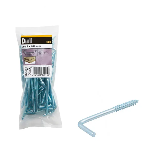 Pack 50 alcayatas roscada - escarpias 60 x ø 4,5 mm