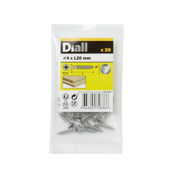 20 tornillos para madera inox 4x20 mm diall