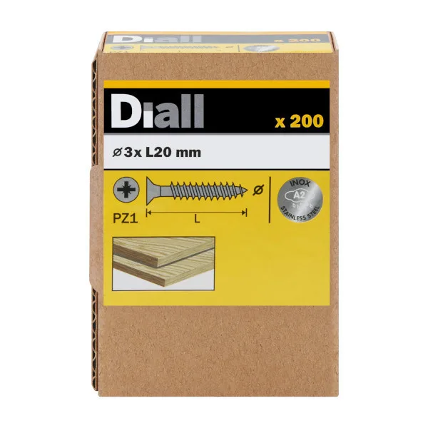 200 tornillos para madera inox 3x20 mm diall