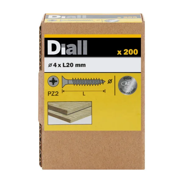 200 tornillos para madera inox 4x20 mm diall