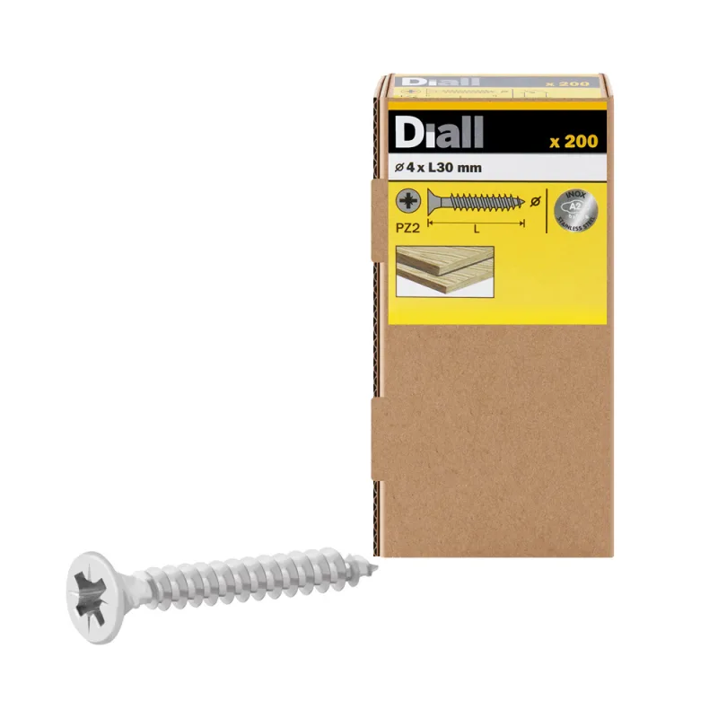 200 tornillos para madera inox pz 4x30 mm diall