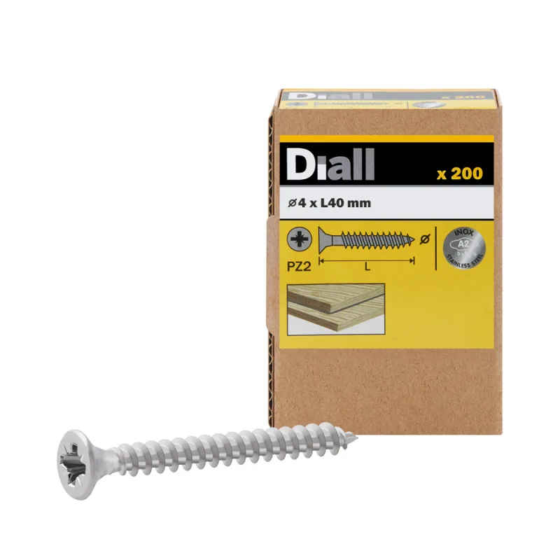 200 tornillos para madera inox pz 4x40 mm diall