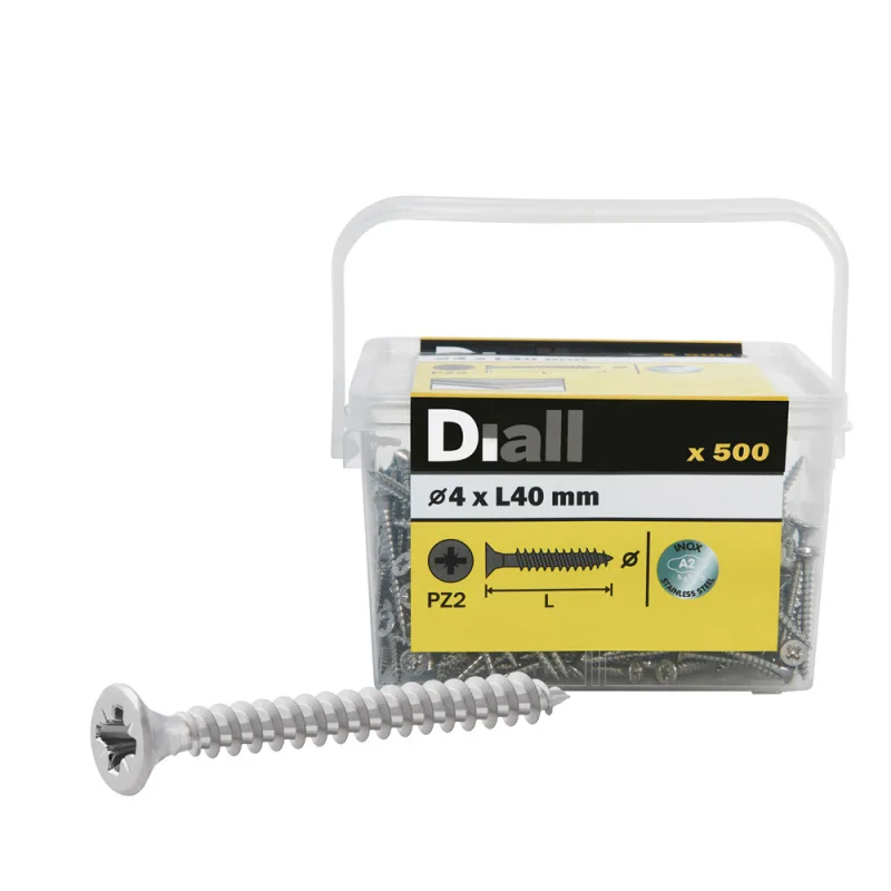 500 tornillos para madera inox pz 4x40 mm diall