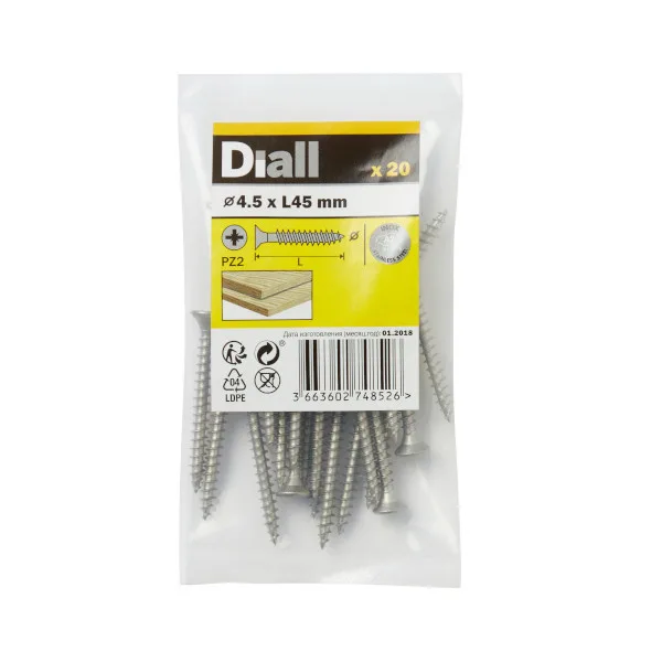 20 tornillos para madera inox 4,5x45 mm diall