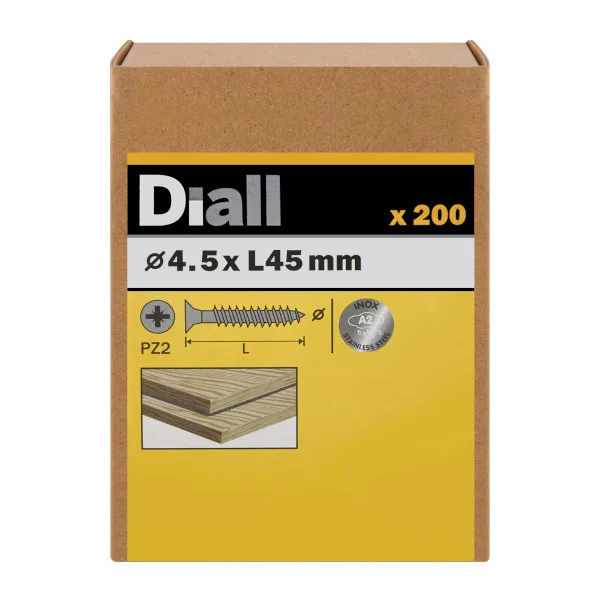 200 tornillos para madera inox 4,5x45 mm diall