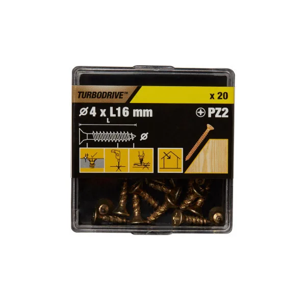 20 tornillos para madera pz premium 4x16 mm turbodrive