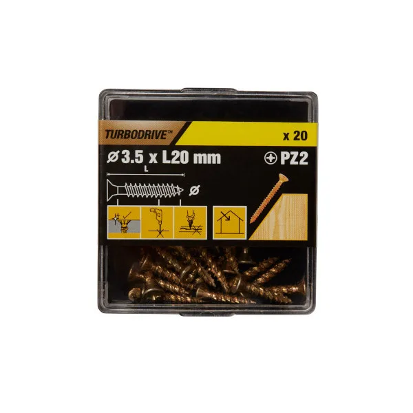 20 tornillos para madera pz premium 3,5x20 mm turbodrive