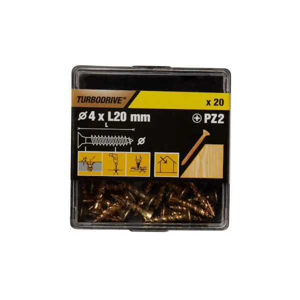 20 tornillos para madera pz premium 4x20 mm turbodrive