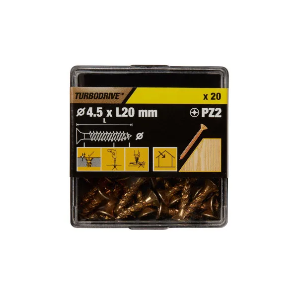 20 tornillos para madera pz premium 4,5x20 mm turbodrive