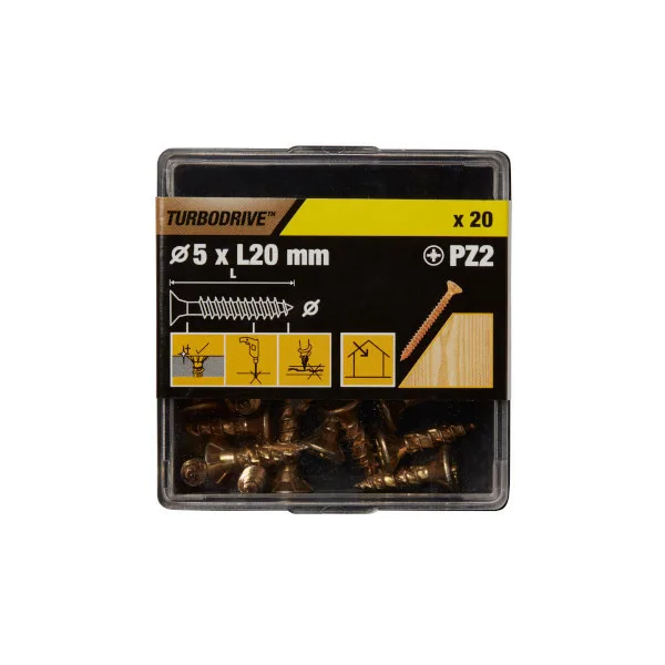 20 tornillos para madera pz premium 5x20 mm turbodrive