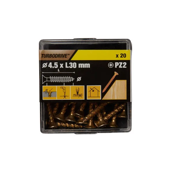 20 tornillos para madera pz premium 4,5x30 mm turbodrive