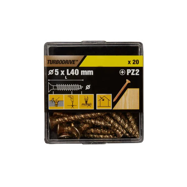 20 tornillos para madera pz premium 5x40 mm turbodrive