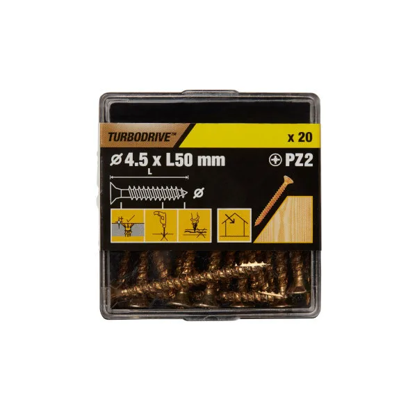 20 tornillos para madera pz premium 4,5x50 mm turbodrive