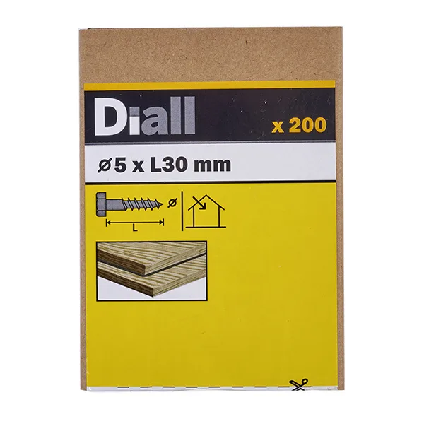 200 tornillos barraqueros hex 5x30 mm diall