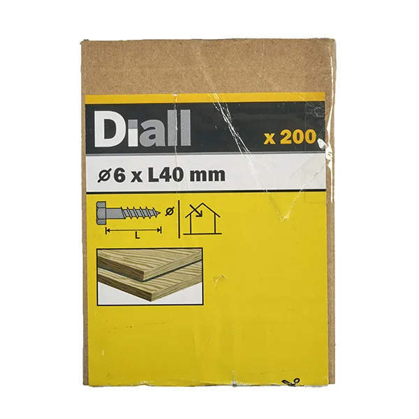 200 tornillos barraqueros hex 6x40 mm diall