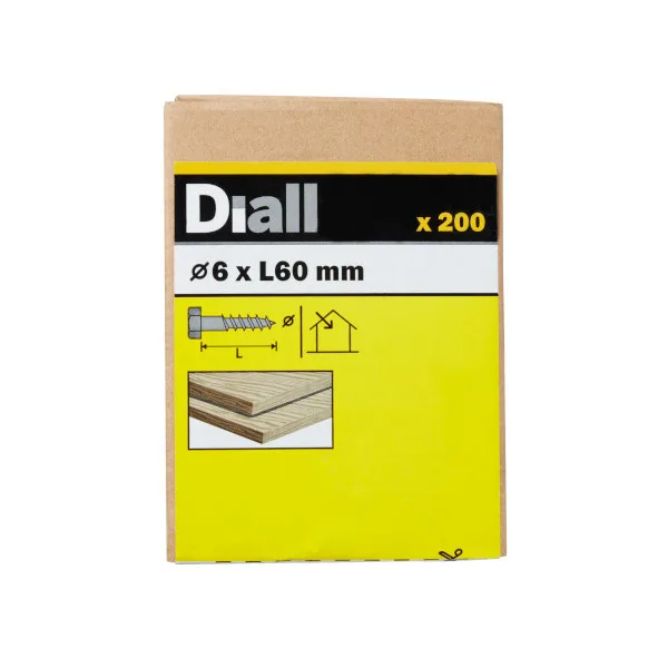 200 tornillos barraqueros hex 6x60  mm diall