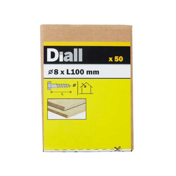 50 tornillos barraqueros hex 8x100  mm diall