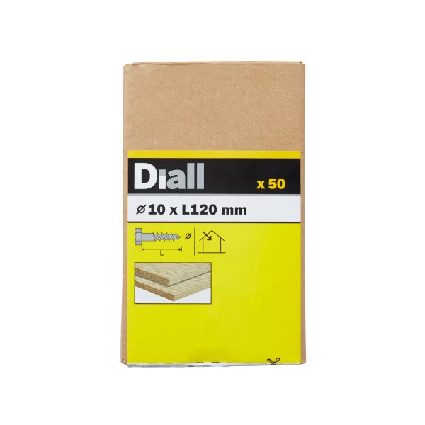 50 tornillos barraqueros hex 10x120  mm diall