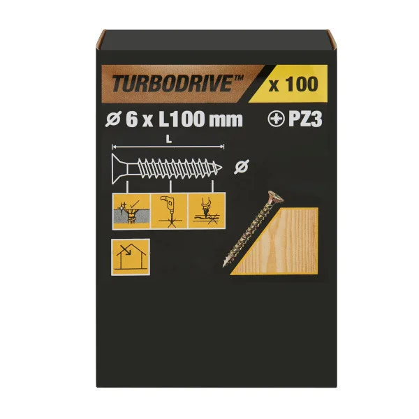100 tornillos para madera pz premium 6x100 mm turbodrive