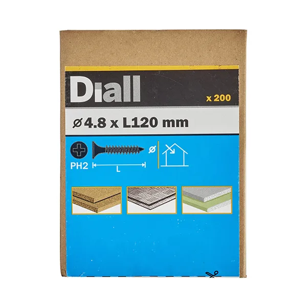 Tornillo para yeso ph2 4,8x120 mm diall 200 uds