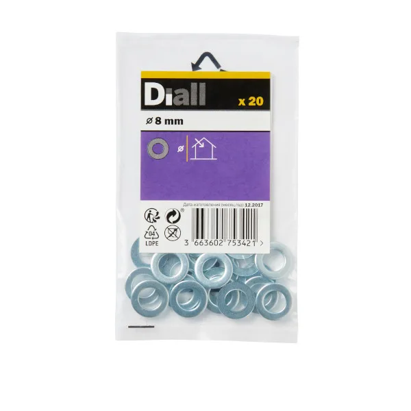 Arandela estrecha m8 diall 20 uds