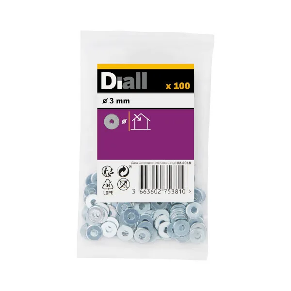 Arandela ancha m3 diall 100 uds