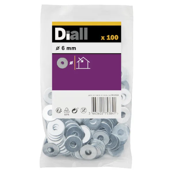 Arandela ancha m6 diall 100 uds