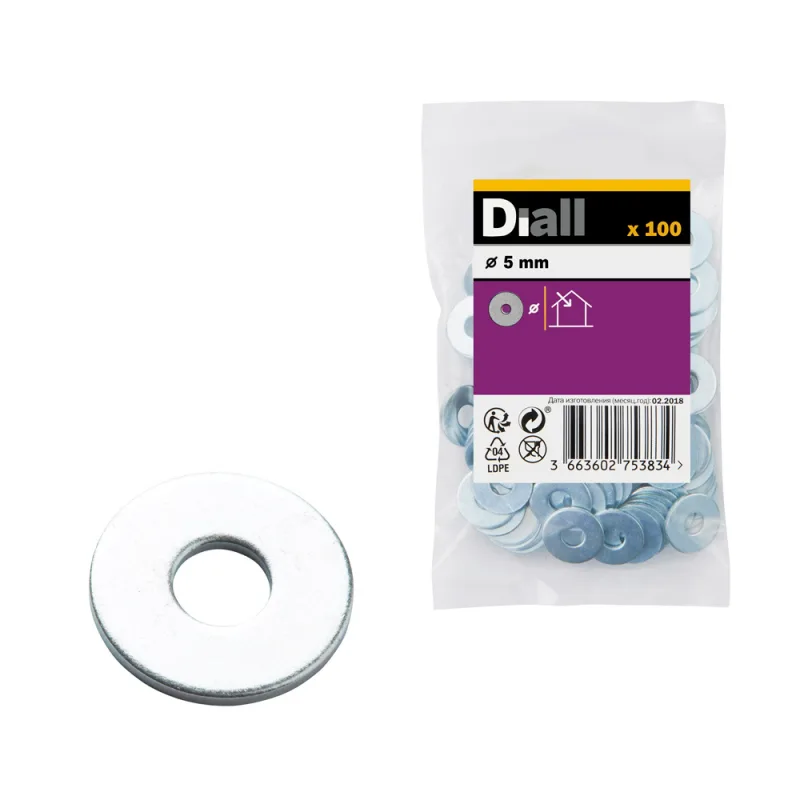 Arandela ancha m5 diall 100 uds