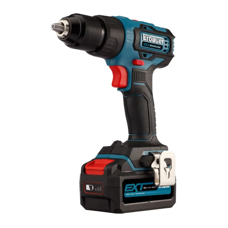 Taladro atornillador 18 v brushless batería 4 ah erbauer