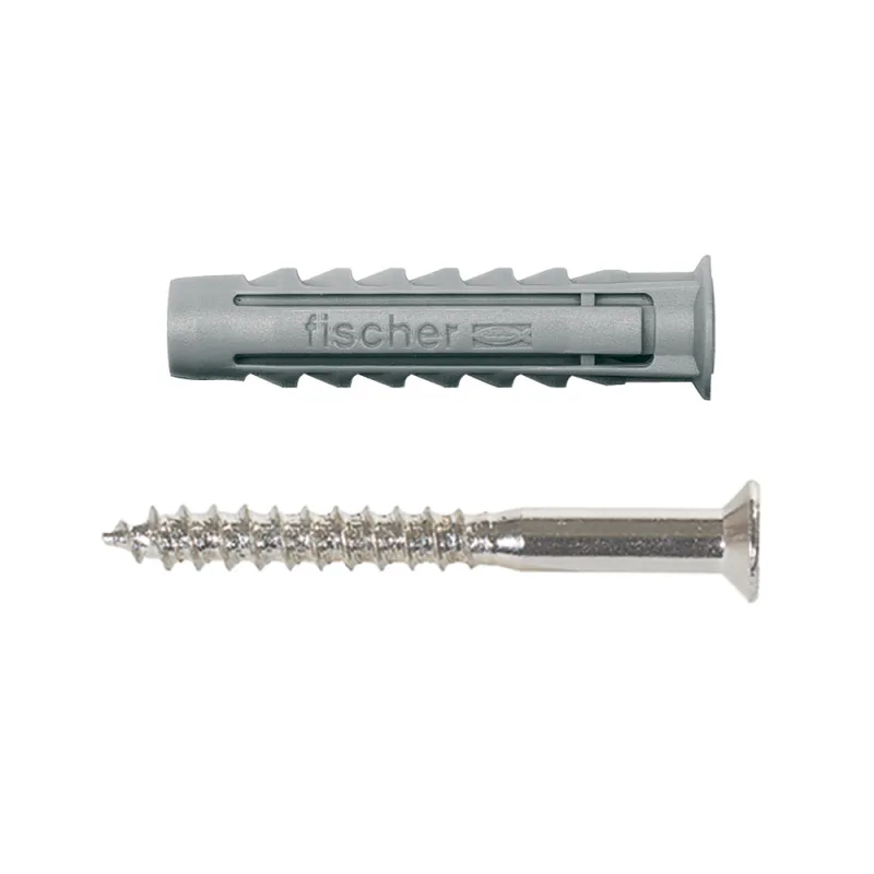 Pack 15 tacos macizo sx con tornillo fischer 6 x 30 mm