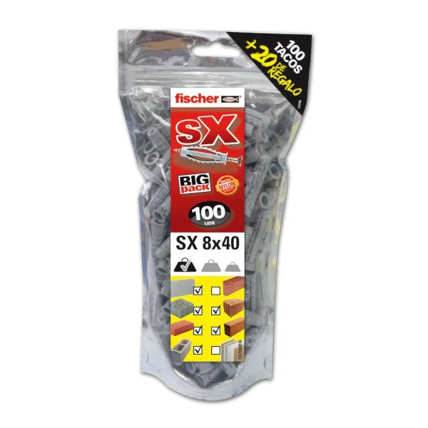 Big pack tacos sx 8x40 mm fischer 100+20 uds
