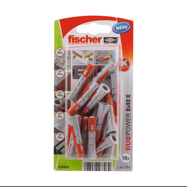 Tacos duopower 8 x 40 mm fischer 18 uds