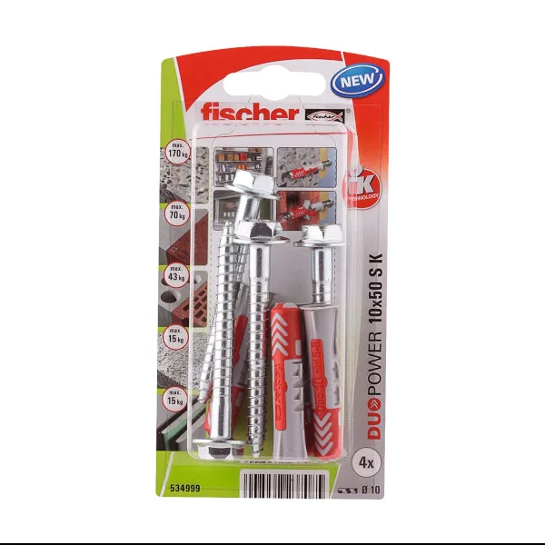 Tacos duopower + tornillos 10 x 50 mm fischer 4 uds
