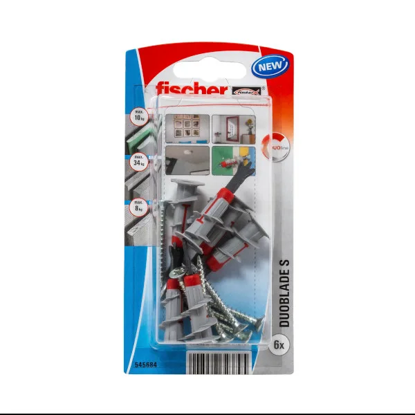 Tacos duoblade cartón-yeso + tornillos fischer 6 uds