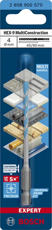 Broca expert hex9 multiconstruction 4x45x90 mm bosch