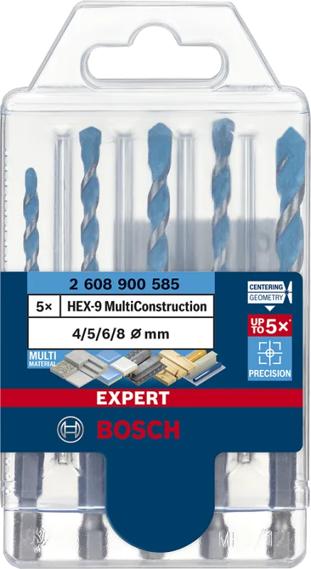 Set de brocas expert hex9 multiconstruction 5 unidades bosch