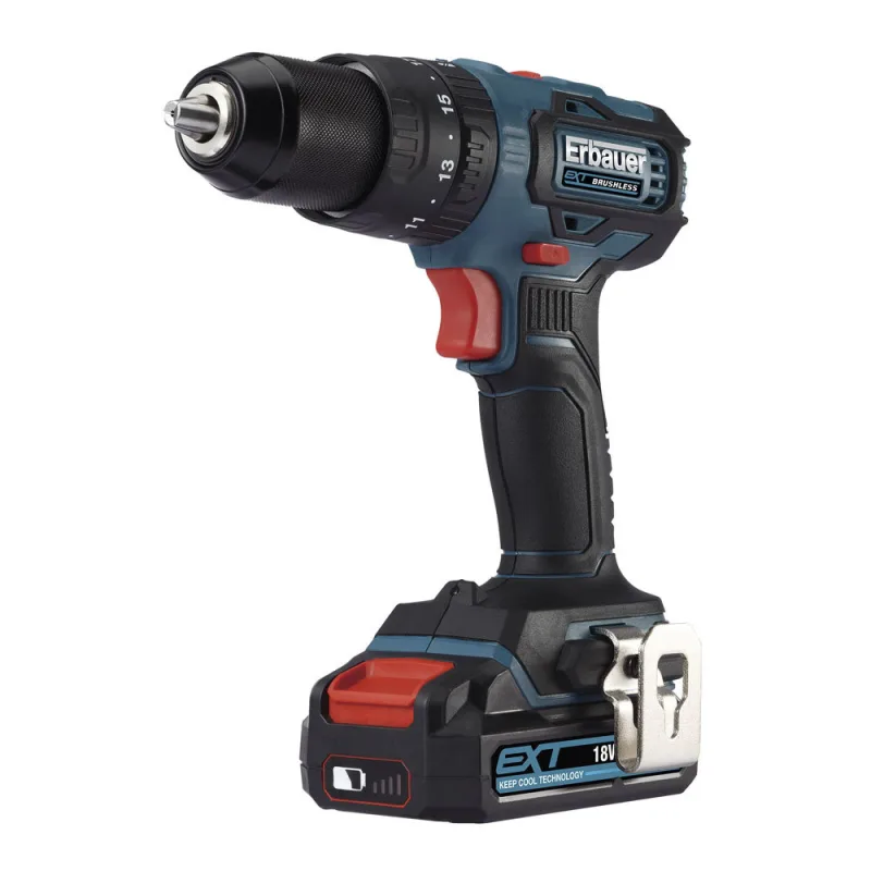 Taladro percutor 18 v brushless 2 baterías 2 ah erbauer