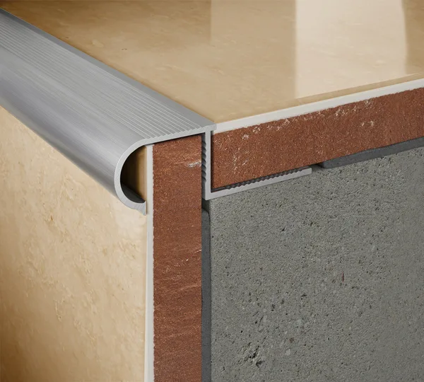 Perfil escalón curvo aluminio 11 mm brenner