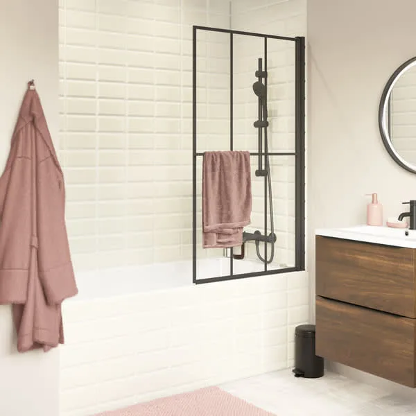 Mampara bañera izza negro 140x80 cm